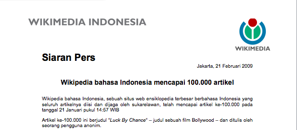 Publikasi Eksternal: Press Release (Siaran Pers)