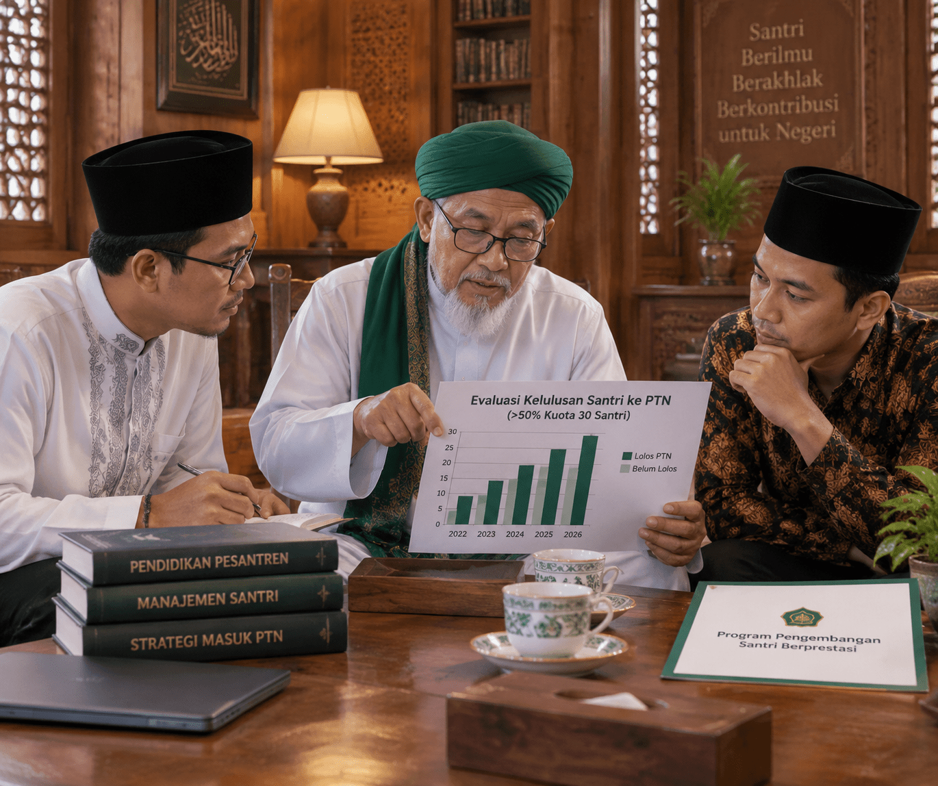 Berkas dokumen persyaratan Beasiswa Santri Baznas meliputi NSP Kementerian Agama dan surat rekomendasi pesantren.